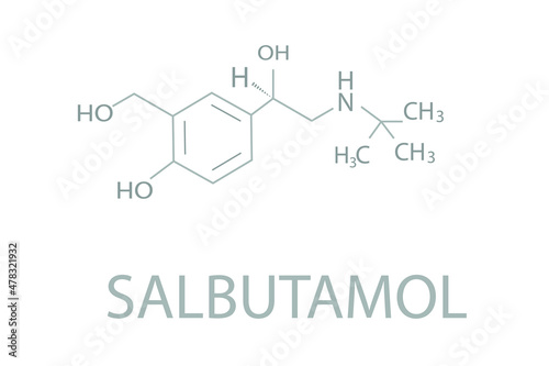 Salbutamol molecular skeletal chemical formula. photo