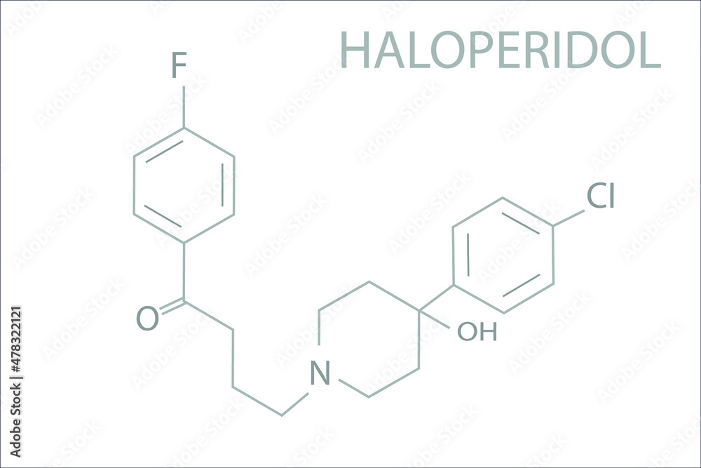 Haloperidol molecular skeletal chemical formula.