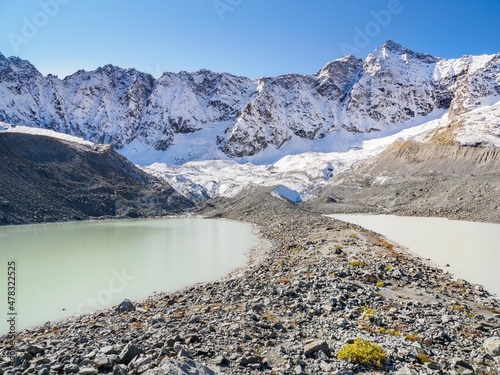 Mountain views on the way to Arsine lakes and glacier, Ecrins national park, France photo