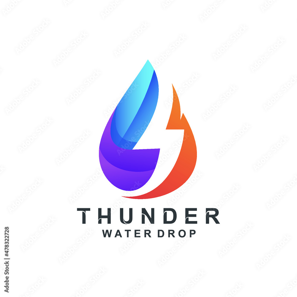 Gradient colorful thunder and water drop logo Gradient colorful thunder and water drop logo