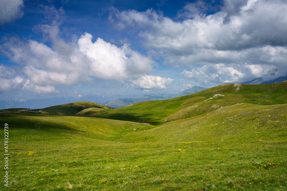 Mountain landscape at Gran Sasso Natural Park, in Abruzzo, Italy