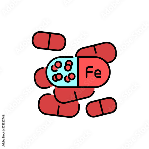 Iron capsules color line icon. Human diseases.