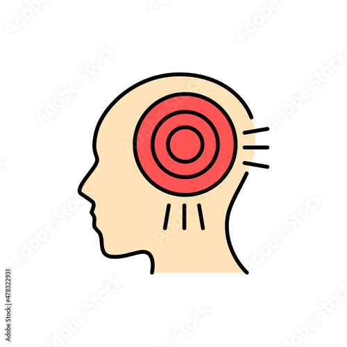 Migraine color line icon. Human diseases.