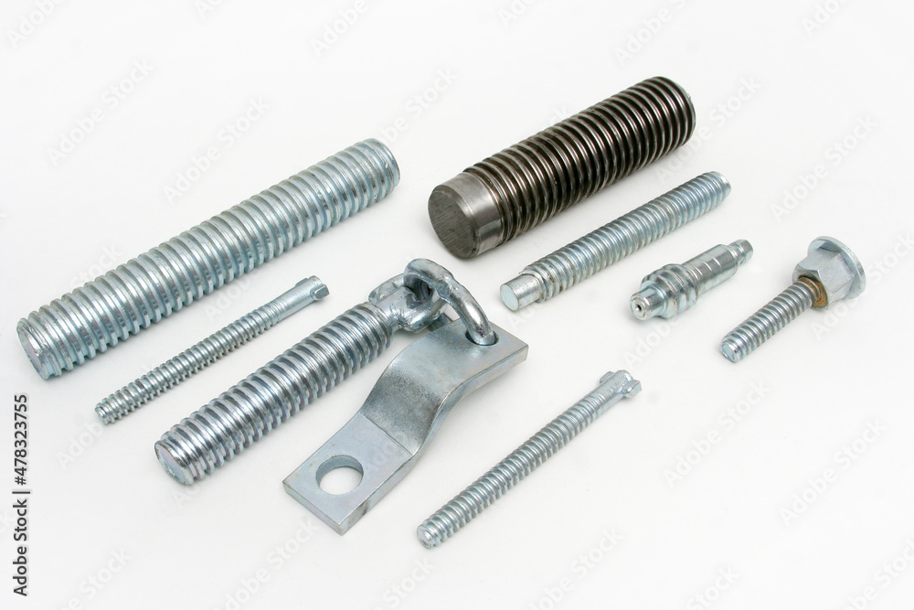 Newly manufactured large screws. Close up. Newly manufactured large screws. Close up.