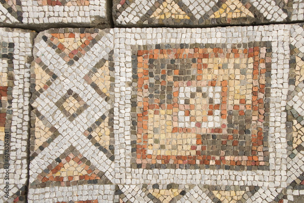 Mosaic tiles, floor.