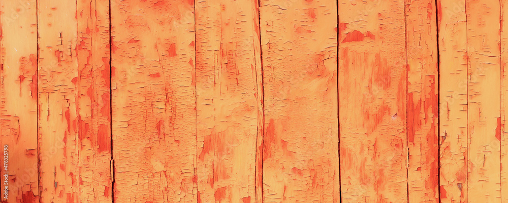 Naturalne Tło starych obdartych z farby drzwi z drewnianych desek. Brązowo rude tło.	 - obrazy, fototapety, plakaty 