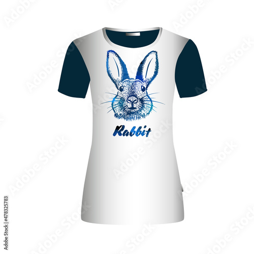 Rabbit print on a T-shirt. Vector illustration