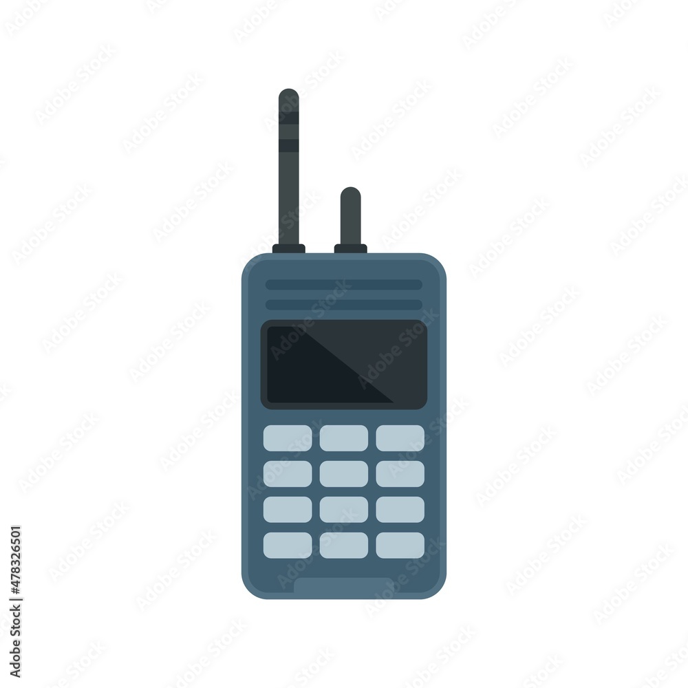 Policeman walkie talkie icon flat isolated vector Policeman walkie talkie icon flat isolated vector