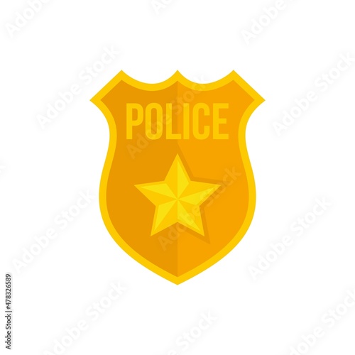 Police gold shield icon flat isolated vector