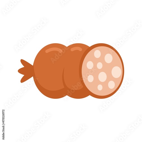 Fried sausage icon flat isolated vector