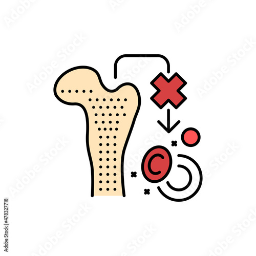 Aplastic Anemia color line icon. Human diseases.