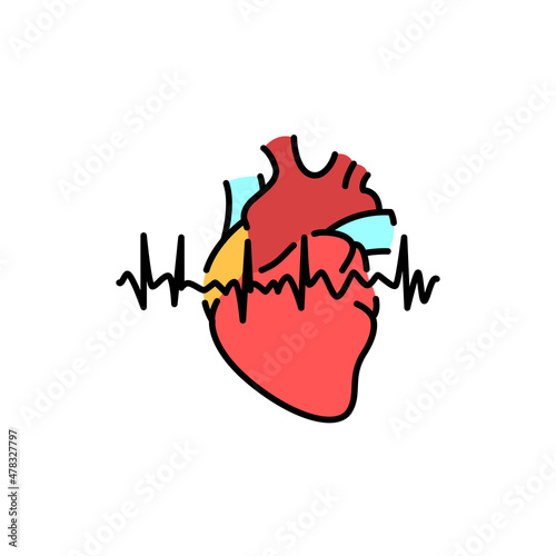 Irregular heartbeat color line icon. Human diseases.