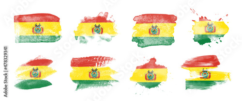 Painted flag of Bolivia in various brushstroke styles. photo