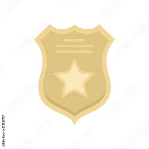 Prison guard shield icon flat isolated vector