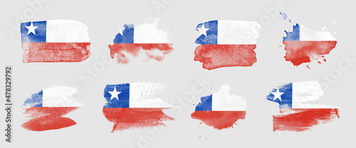 Painted flag of Chile in various brushstroke styles. photo