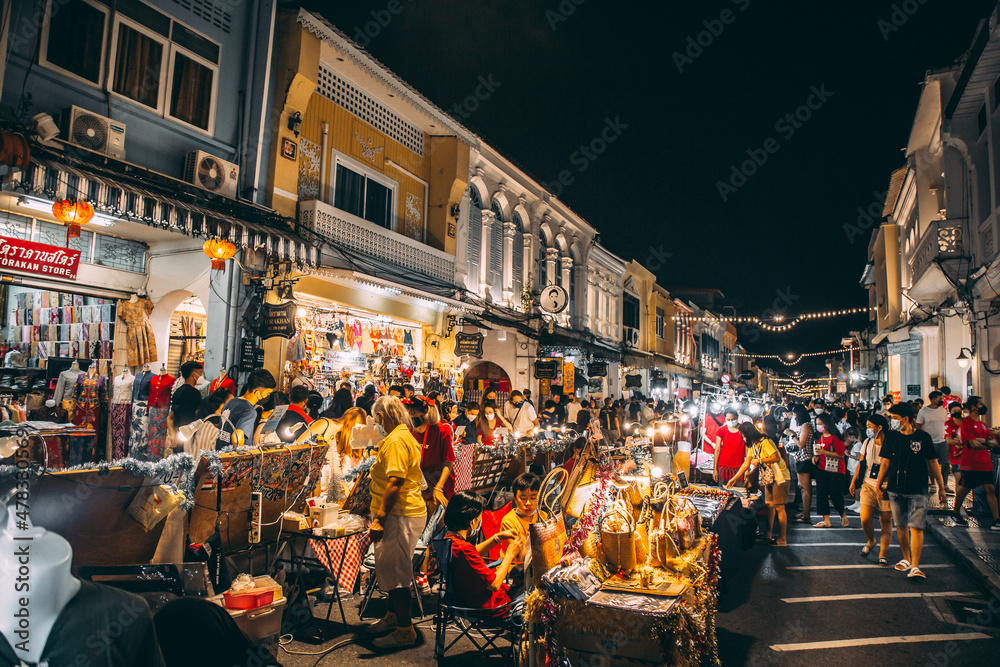 Phuket Old Town Night Market in Thailand, south east Asia - obrazy, fototapety, plakaty 