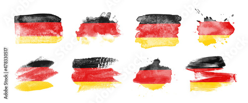 Painted flag of Germany in various brushstroke styles.