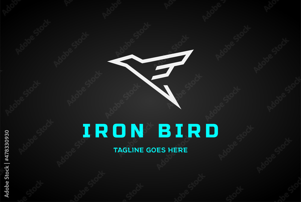 Simple Minimalist Iron Colibri Hummingbird Bird Logo Design