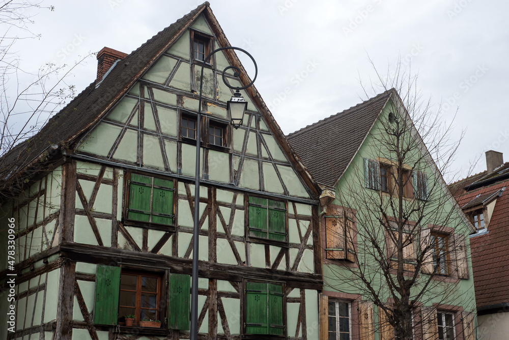 View of traditional medieval architecture in Colmar - France View of traditional medieval architecture in Colmar - France