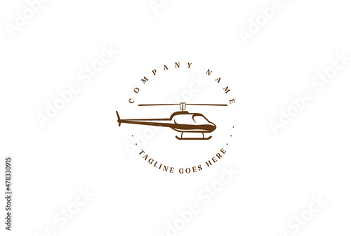 Vintage Retro Helicopter Badge Stamp for Army Military or Rescue Logo Design