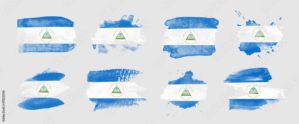 Painted flag of Nicaragua in various brushstroke styles. Painted flag of Nicaragua in various brushstroke styles.