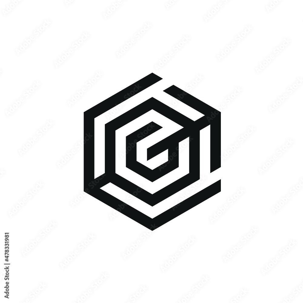 Initial Letter G, Graphic Icon G Abstract, Hexagon Logo Design Inspiration 
