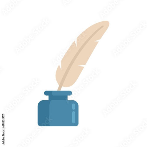 Notary feather pen icon flat isolated vector
