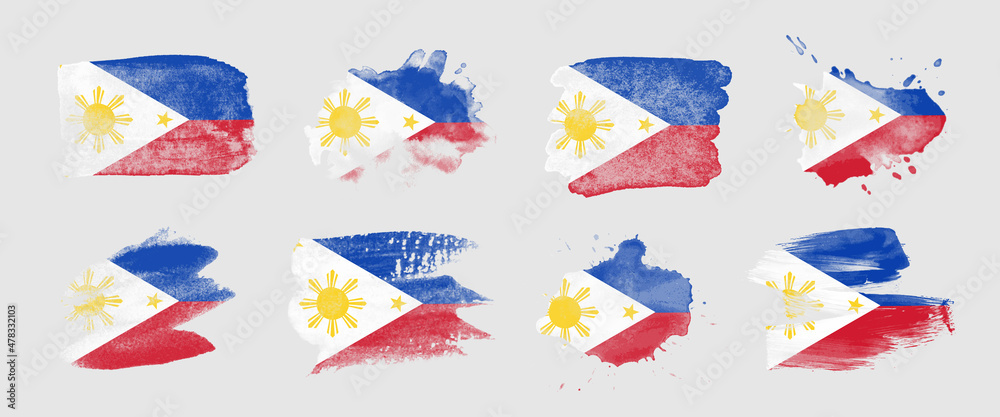 Painted flag of the Philippines in various brushstroke styles. Painted flag of the Philippines in various brushstroke styles.