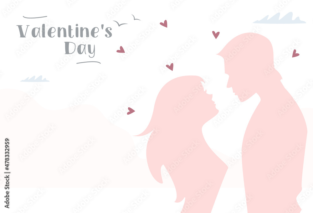 Guy and girl in love on a white background. valentines day. Vector image poster in modern style Guy and girl in love on a white background. valentines day. Vector image poster in modern style
