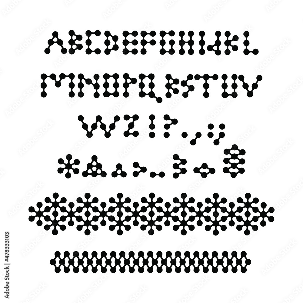 Custom Letters with Geometric shapes. Typography with design lettering and ornament ribbons. Alphabet Vector illustration Custom Letters with Geometric shapes. Typography with design lettering and ornament ribbons. Alphabet Vector illustration