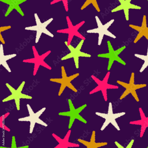 Abstract Serrated Stylish Trendy Stars Seamless Pattern Vector Design Perfect for Allover Fabric Print or Wrapping Paper