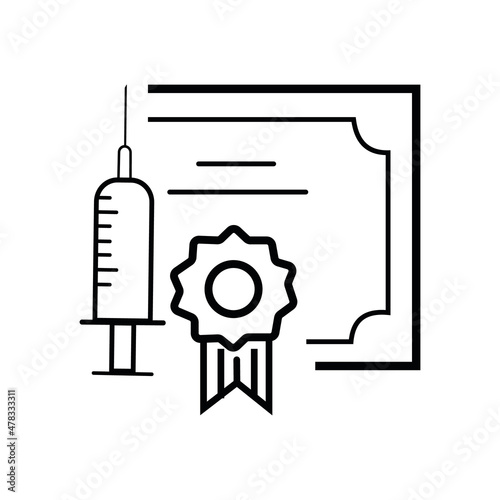 Vaccine certificate, passport icon. Vaccination medical card.