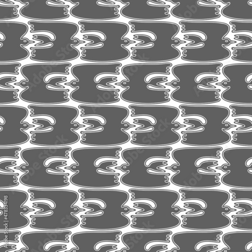 Seamless vector pattern with migratory birds. Monochrome natural background. Bird with spread wings isolated on white background. Flying flock of birds