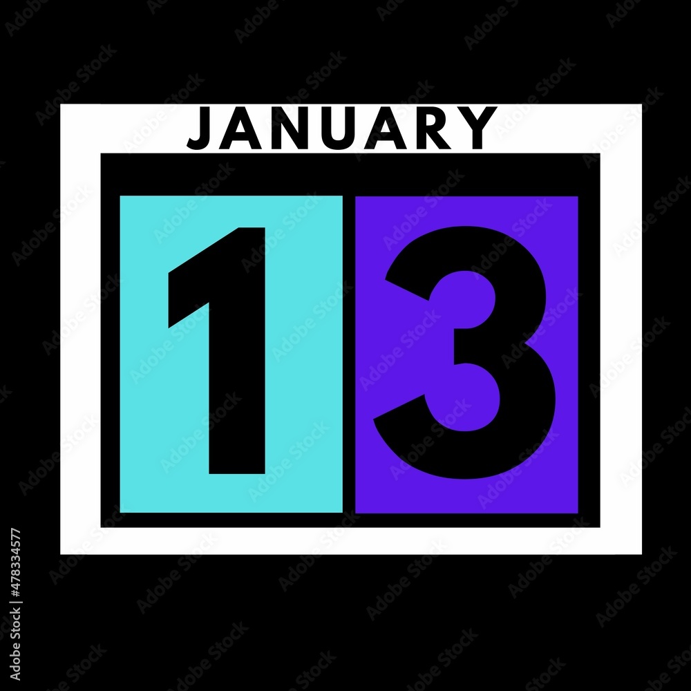 January 13 . colored flat daily calendar icon .date ,day, month .calendar for the month of January January 13 . colored flat daily calendar icon .date ,day, month .calendar for the month of January