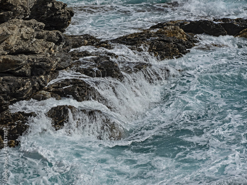 Rocks and waves in the Mediterranean