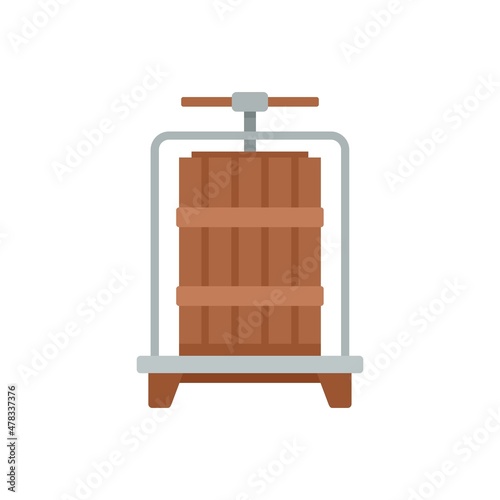 Wood winepress icon flat isolated vector