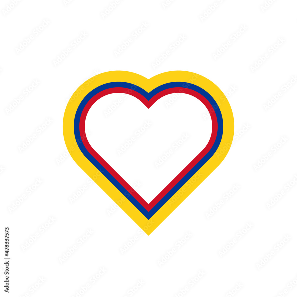 heart shape flag of colombia. vector illustration isolated on white background