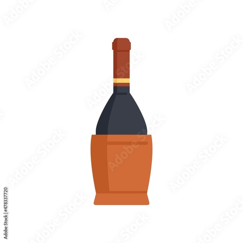French wine bottle icon flat isolated vector