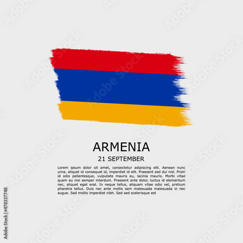 ARMENIA flag with paint brush  national day background square