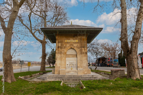 Edirne, Turkey - December 22, 2021 : Haci Adil Bey Fountain view in Edirne City of Turkey © kenan