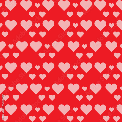 Pink heart pattern on red vector background. valentine's day