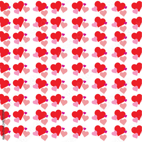 Pink heart and red heart pattern on white vector background. valentine's day