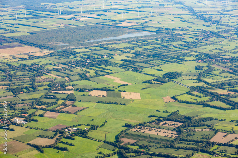 Ländliches Gebiet in Deutschland aus der Luft