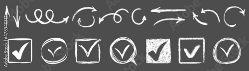 Doodle check mark, Checkmarks, crosses hand drawn.