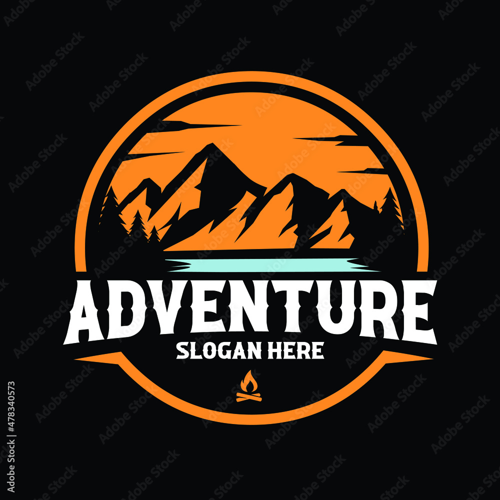 Adventure mountain circle emblem ready made logo for outdoor related industry logo