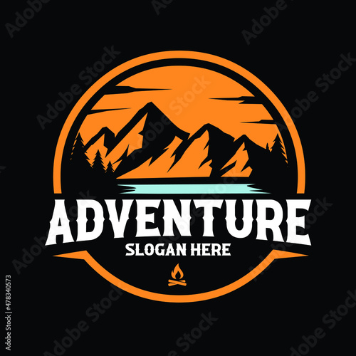 Adventure mountain circle emblem ready made logo for outdoor related industry logo