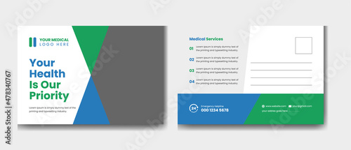 medical health create postcard design template