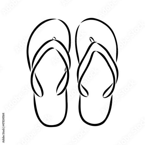 slates flip flops shoes accessories vector illustration hand-drawn doodle sketch separately on a white background sea ocean travel vacation holidays abstraction stylization summer