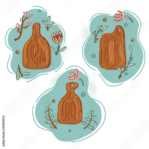 Vector illustration of wood cutting board, handmade wood cutting board