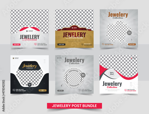 Jewelry promotion social media post or web banner template